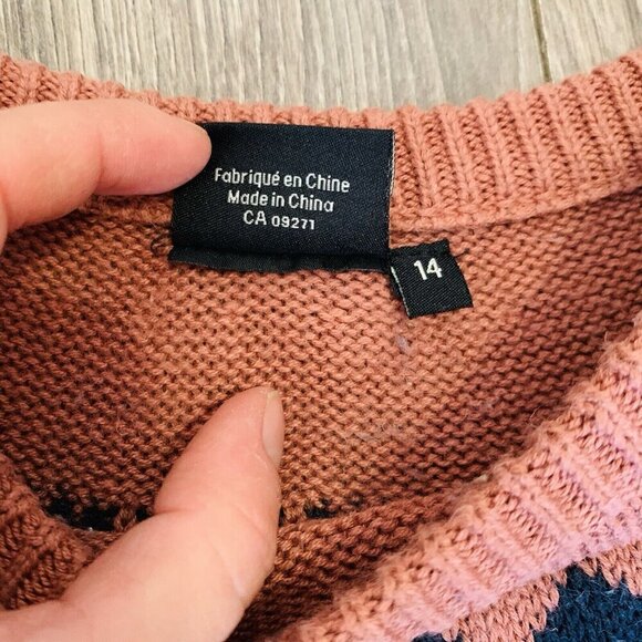 Hooke Knit Sweater Dress Teens Size 14 Long Sleeve Elbow Patches Norway Nordic - Picture 11 of 14